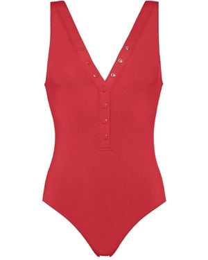 Eres Icône Button-Front Tank Swimsuit - Red