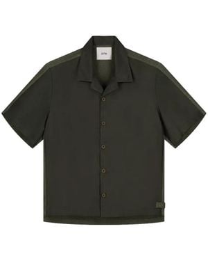 Arte' Panelled Short-Sleeve Shirt - Black