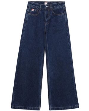AAPE BY A BATHING AP Heart-Embroidered Wide-Leg Jeans - Blue