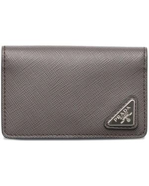 Prada Saffiano Leather Card Holder - Grey