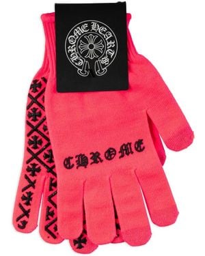 Chrome Hearts Checkmate Logo-Print Gloves - Red