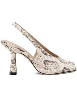 Stuart Weitzman Val Slingback Square Toe Court Shoes - White