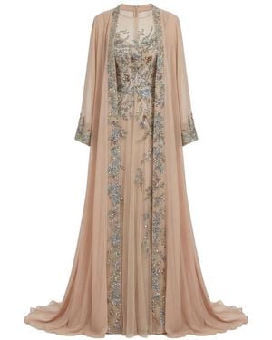 Saiid Kobeisy Sequin-Embellished Cape Gown - Natural