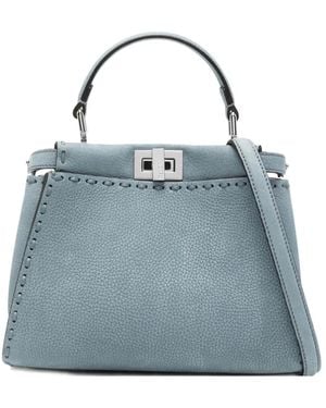 Fendi Peekaboo Mini Leather Handbag - Blue