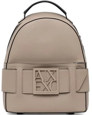ARMANI EXCHANGE Logo-Plaque Backpack - Natural