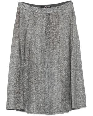 Ermanno Scervino Herringbone-Pattern Pleated Midi Skirt - Gray