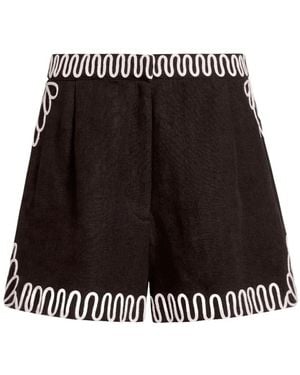 Marie Oliver Shorts Blanche Con Ribete En Zigzag - Negro