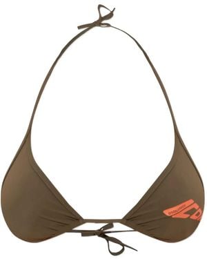 DSquared² Logo-Print Triangle Bikini Bra - Metallic