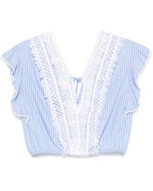 ERMANNO FIRENZE Lace-detailed Top - ブルー