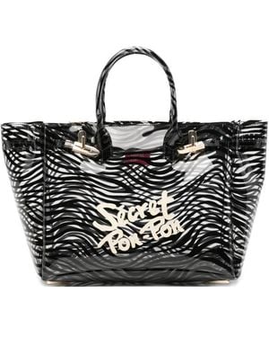 Secret Pon-pon Brigitte Animal-Print Tote Bag - Black