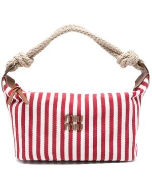 Miu Miu Striped Rope-Handle Shoulder Bag - Red