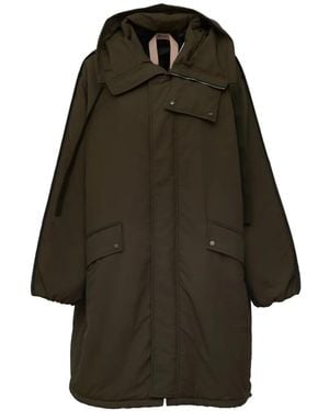 N°21 Quilted-Panel Parka - Green