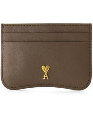 Ami Paris Paris Paris Zipped Cowhide Leather Card Holder - Brown