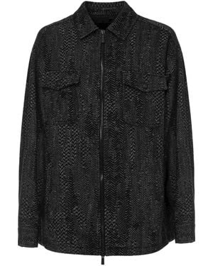 Just Cavalli Herringbone Zip-Front Jacket - Black