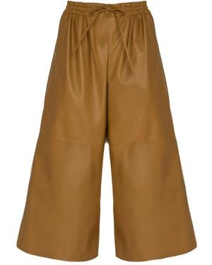 Yves Salomon Leather Drawstring Culottes - Brown