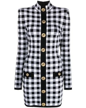 Balmain Vichy Knit Dress - Black