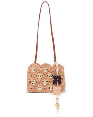 Rabanne Logo-Plaque Raffia Mini Bag - Natural