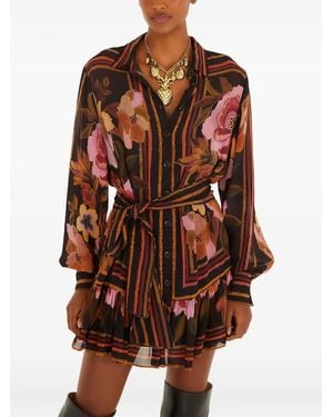 FARM Rio Floral Striped Mini Dress - Brown