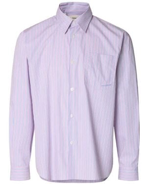 SELECTED Striped Chest-Pocket Shirt - Purple