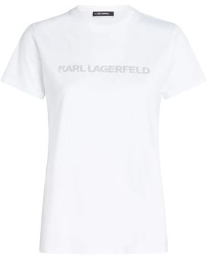 Karl Lagerfeld グリッターロゴ Tシャツ - ホワイト