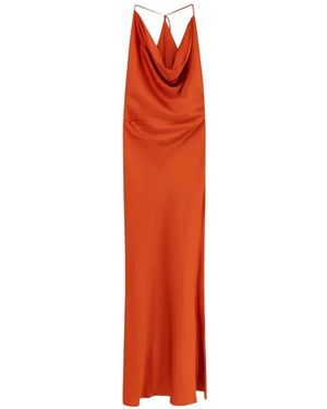 ACTUALEE Cowl-Neck Ruched Maxi Dress - Red