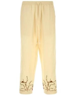 BAZISZT Embroidery Drawstring Trousers - White