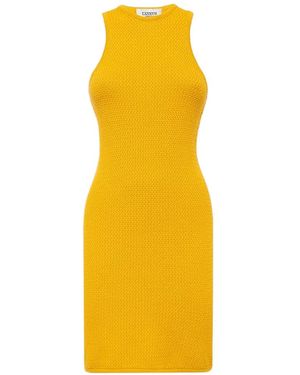 Laneus Sleeveless Knitted Dress - Yellow