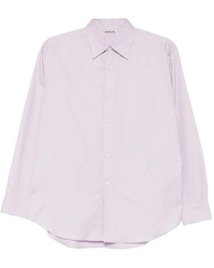 AURALEE Finx Ox Chambray Buttoned Collared Shirt - Pink