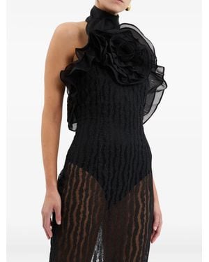 Rebecca Vallance Seraphina Rose-Embellished Sheer Dress - Black