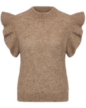 BY FAR Ruffled Fossy Spencer Jumper - Brown