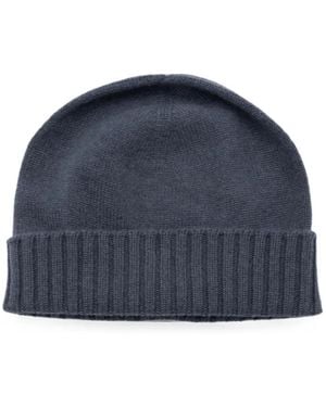 Malo Ribbed-Trim Beanie Hat - Blue