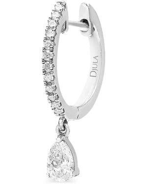 Djula Pendiente De Aro Pear Con Diamantes - Blanco