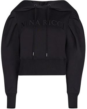 Nina Ricci Logo-Embroidered Cotton Hoodie - Black