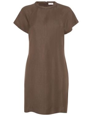 Brunello Cucinelli Monili Chain-Detail Mini Dress - Brown