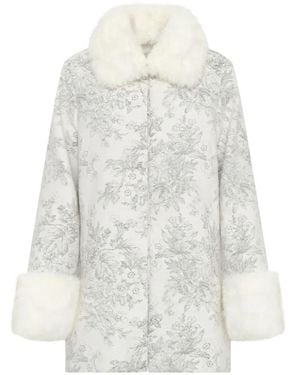 Unreal Fur Troubadour Floral-Print Coat - White