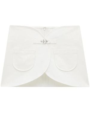 Courreges Denim Miniskirt With Ellipse Buckle - White