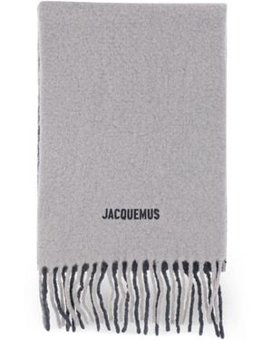 Jacquemus エンブロイダリー アルパカブレンドスカーフ - グレー