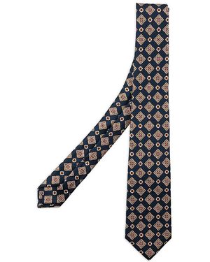Kiton Geometric-Print Silk Tie - Black