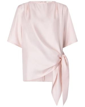 Loulou de Saison Mano Asymmetric Knotted Silk Top - Pink