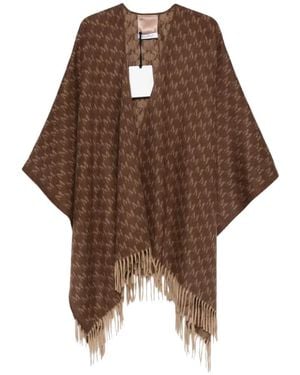 Max Mara Falange Logo-Jacquard Shawl - Brown