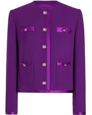 Dolce & Gabbana Satin-Trim Blazer - Purple