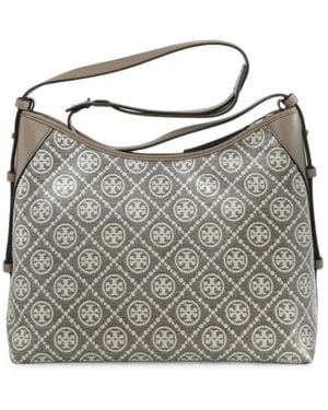 Tory Burch T Monogram Coated Jacquard Messenger - Grey