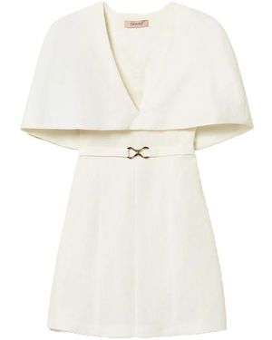Twinset Cape Belted Mini Dress - White