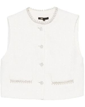 Maje Crystal-Embellished Vest - White