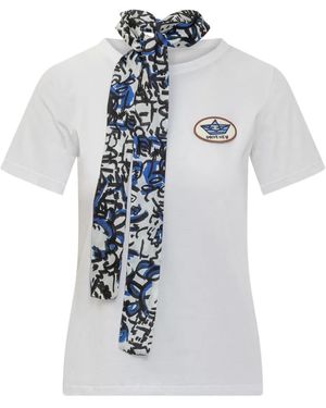 ALESSANDRO ENRIQUEZ T-Shirt mit Schal-Detail - Weiß