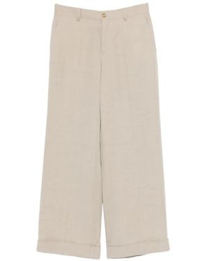 L.B.M. 1911 Cuffed Palazzo Trousers - White