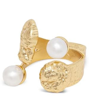 Sessun Bague Valya Martelée À Perles - Metallic