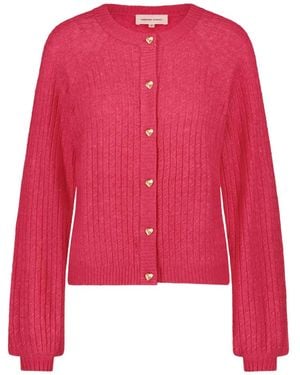 FABIENNE CHAPOT Charlotta Ribbed Button-Up Cardigan - Red