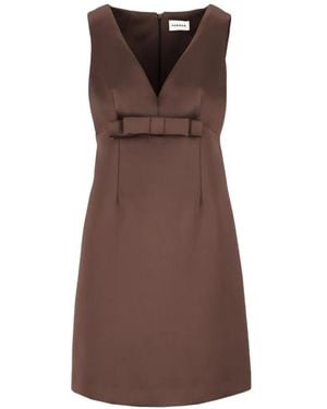 P.A.R.O.S.H. Bow-Detail V-Neck Dress - Brown