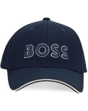 BOSS Piqué Knit Cap With Embroidered Logo - Blue